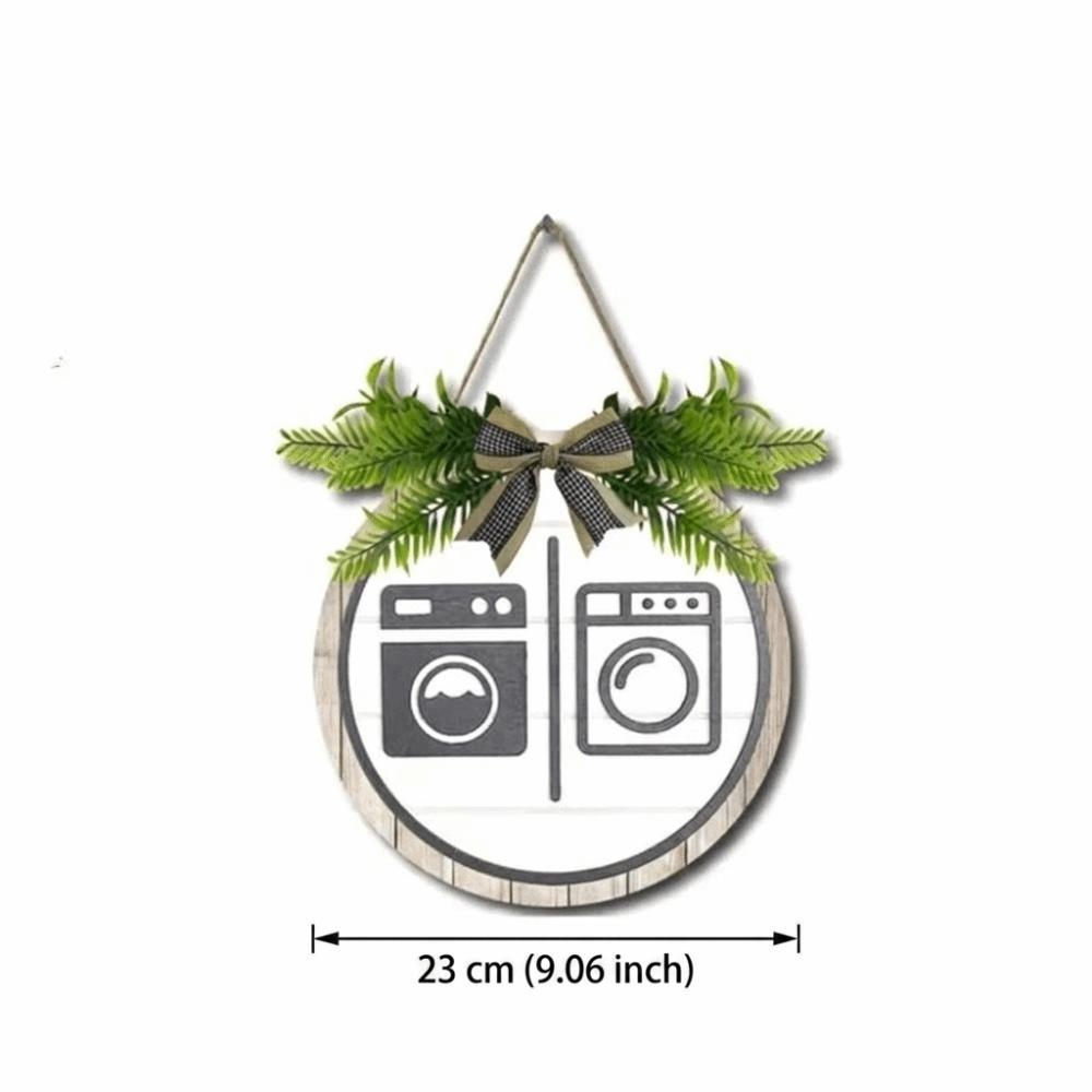 Wooden Wall Art Sign Wreath Circle Decorative Plaque Cute Bathroom Sign Plate Toilet