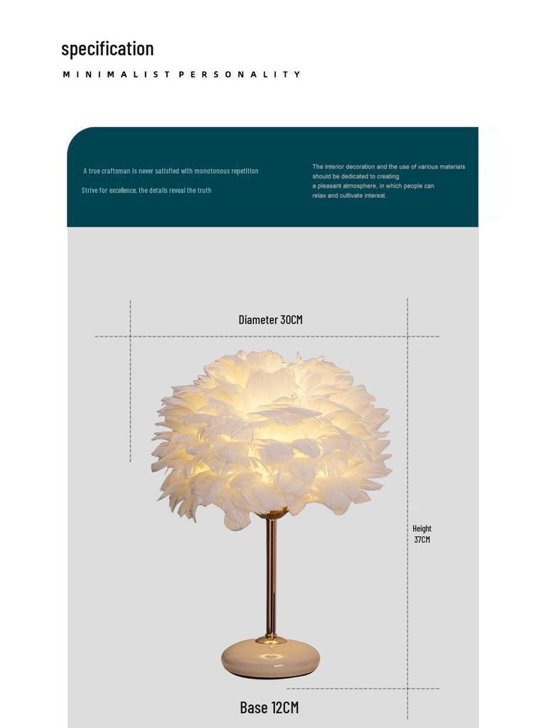 Crackle Ceramic Feather Table Lamp - Handmade Luxury Home Decor, Romantic Warm Light for Bedroom.