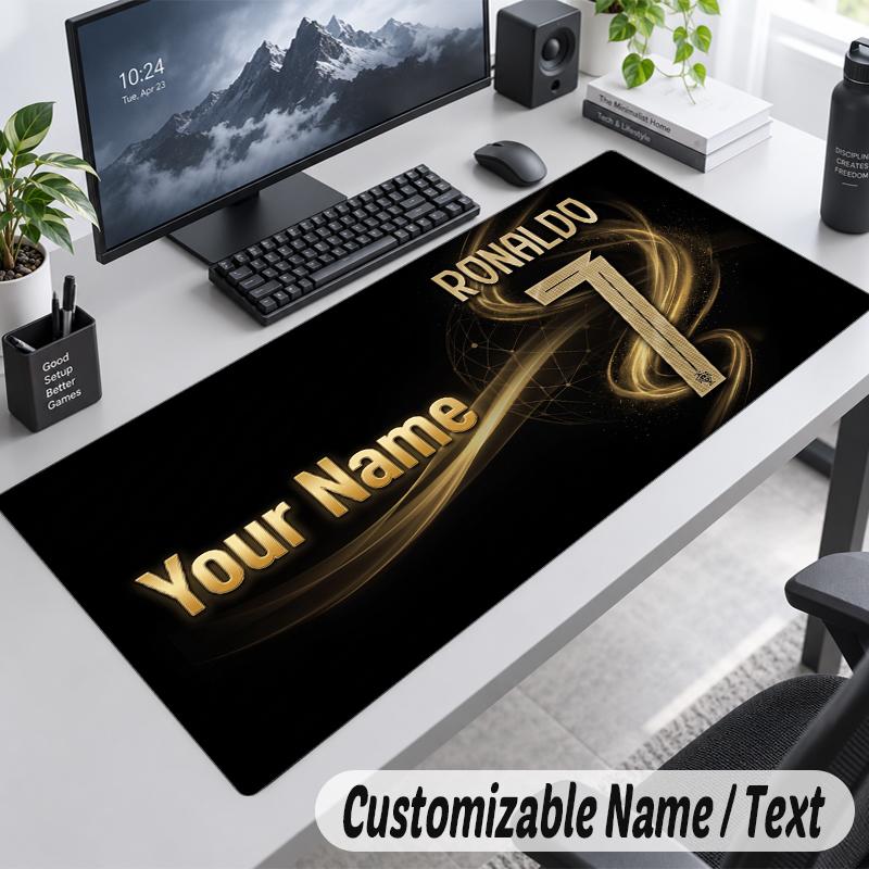 Podložka pod myš s vlastním jménem a textem Cristiano Ronaldo Personalizovaná podložka na stůl pro práci a hraní