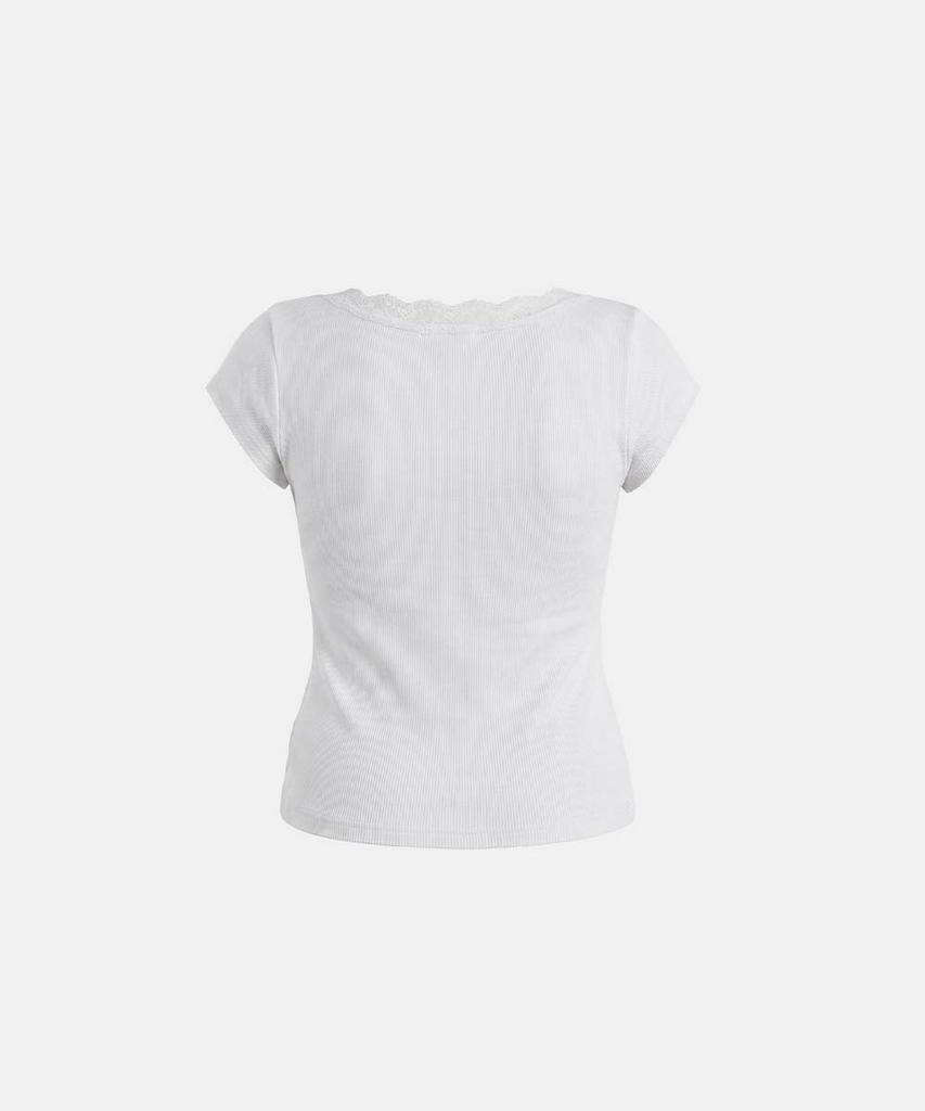 BADBLOOD Loyal Cross Lace Neck 1/2 Henley T-Shirt - White