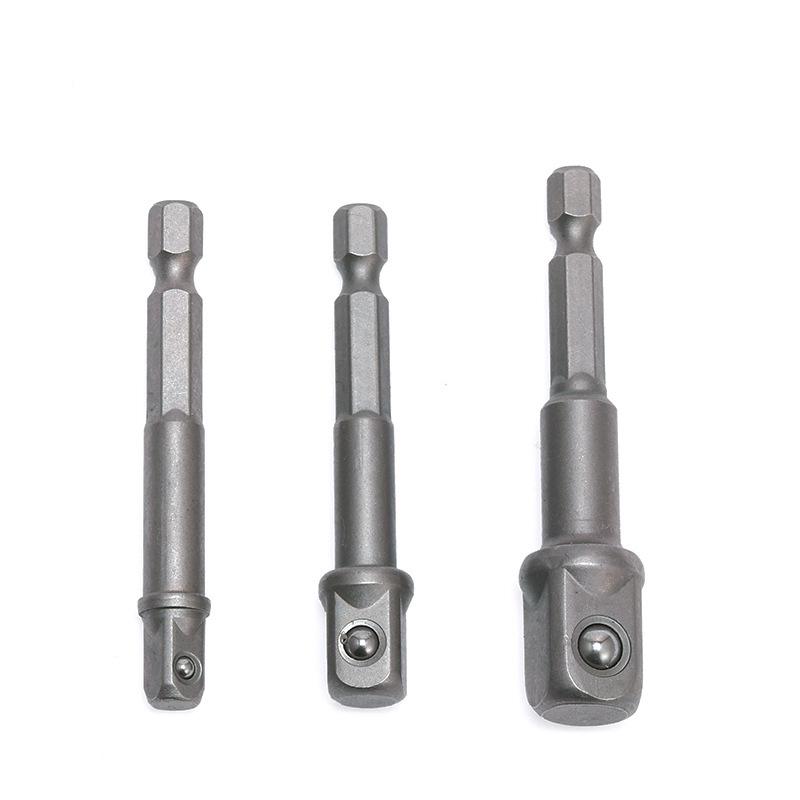 3-Piece Steel Ball Joint Extension Bar Set: Electric Hex Shank Air Wrench Adapter 1/4", 1/2", 3/8"