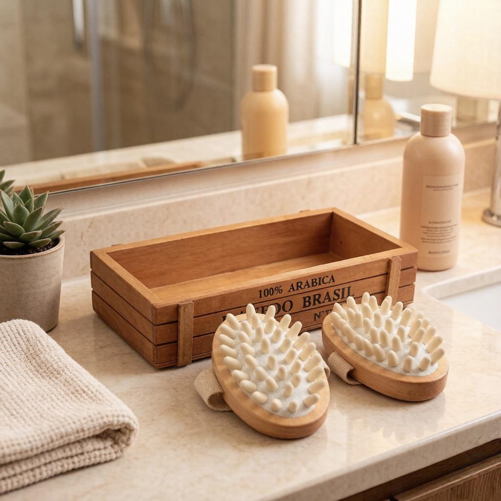Beech Wood Pig Bristle Bath & Body Brush for Skin Cleansing and Massage
