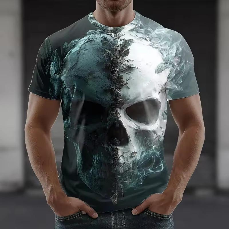 Halloween Skeleton Graphic Short Sleeve T-shirts Men's T-shirt Clothing Fashion 3D Print Short Sleeve Tee Man