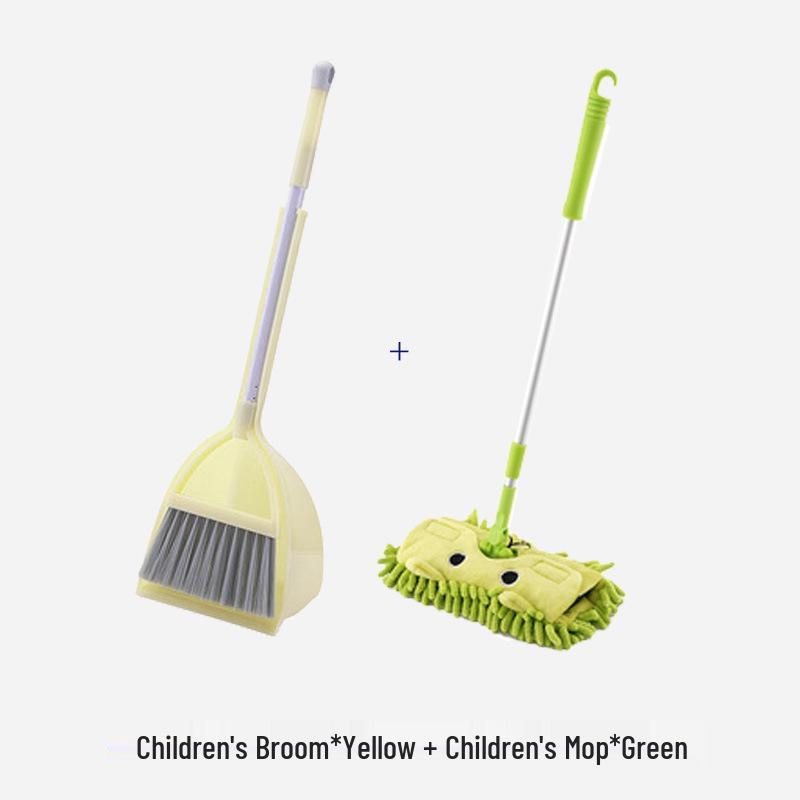 Kids' Mini Cleaning Set: Broom, Dustpan & Mop Toy for Playhouse or Kindergarten