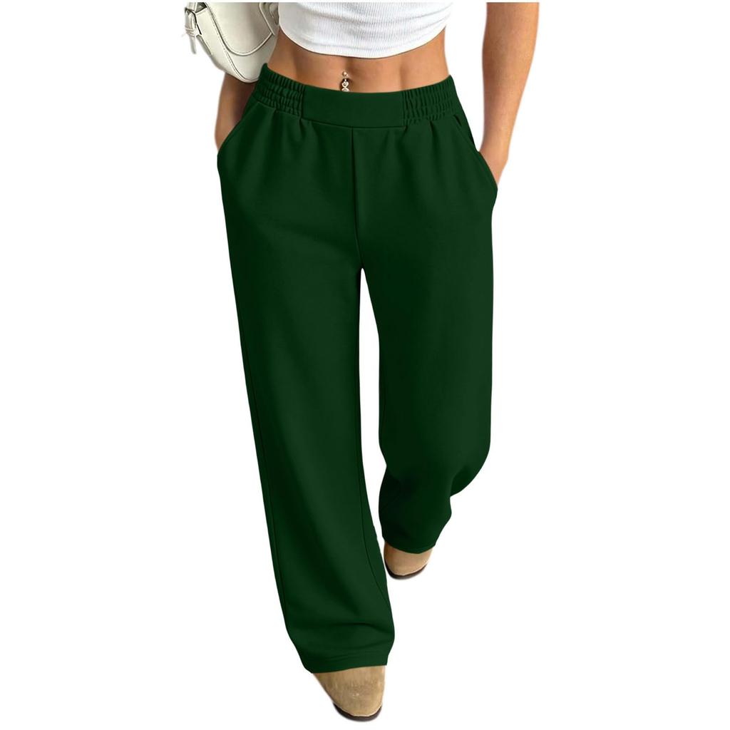 Women's High Waist Wide Leg Pants with Drawstring, Color Casual Trousers for Everyday Wear