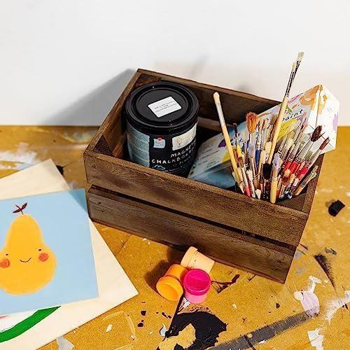 Creative Deco Lot De 3 Caisse En Bois Wengé | 30 X 20 X 15 Cm | Caisse Rangement Bois | Caisse En Bois Vintage | Cagette En Bois