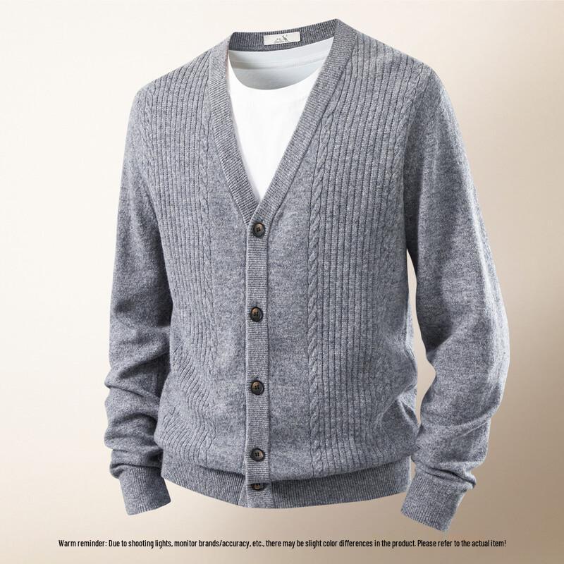 Kangaroo Men's Heavyweight Cashmere-Wool Blend V-Neck Cardigan