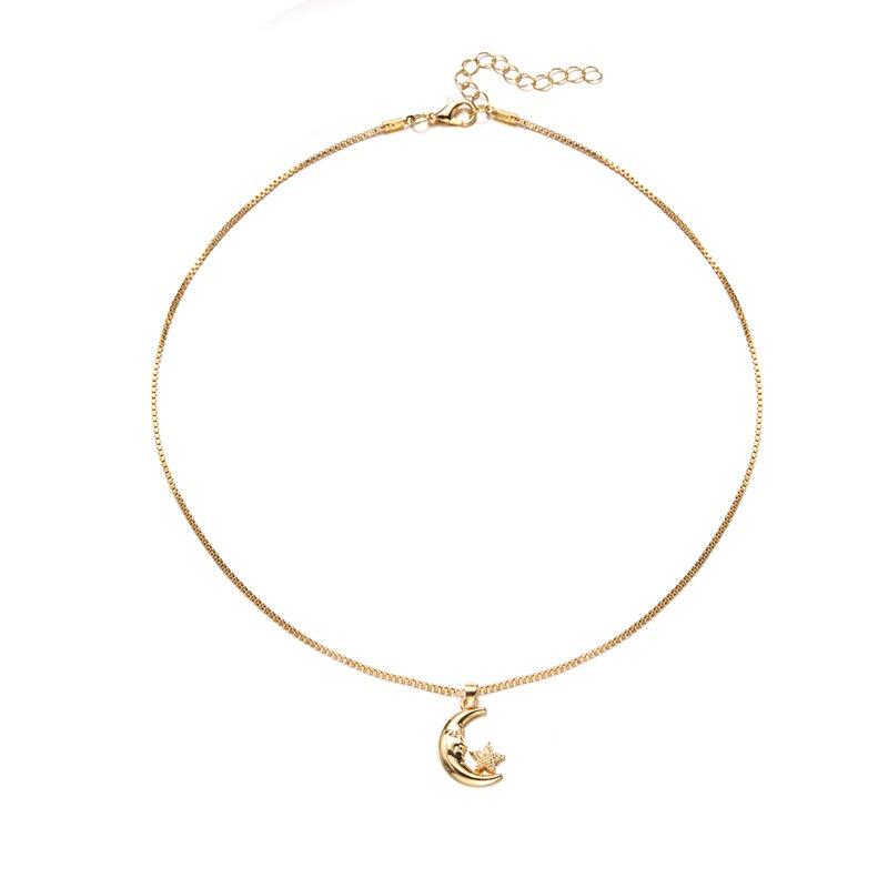 Versatile Star Necklace Jewelry Alloy Moon Pendant Ladies Simple Premium Clavicle Chain