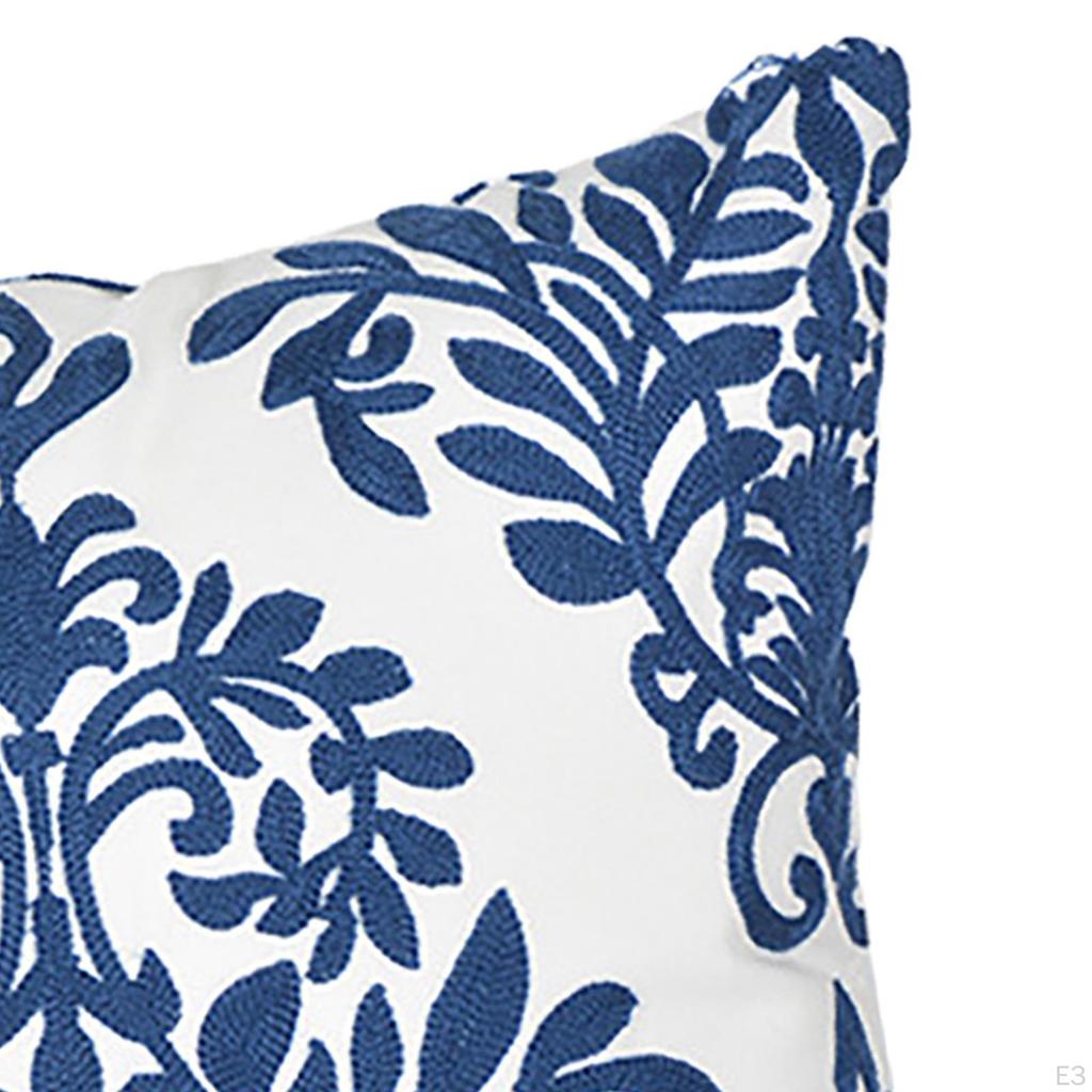 Embroidered Pillow Cover Throw Square Invisible Zip Geometric Cushion for Sofa Office Bedroom