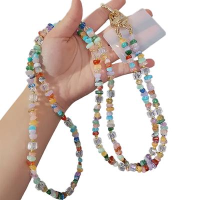 Boho Barevný Korálkový Řetízek Šňůrka na Telefon Proti Ztrátě Popruhy na Telefon Cukrově Barevný Akrylový Řetízek na Kabelky Crossbody Popruhy na Rameno