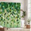 1pc abstract green leaves shower curtain vertical mosaic  -   With Hooks Waterproof Mildew Proof Easy Install Washable