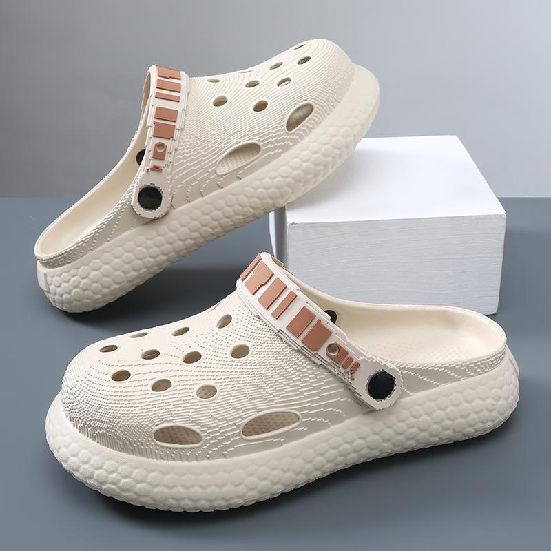 Hole Shoes Men's Summer Outer Wear Heightening Wear-resistant Non-slip Bag Head Drag EV Deodorant Breathable Fashion Sandals