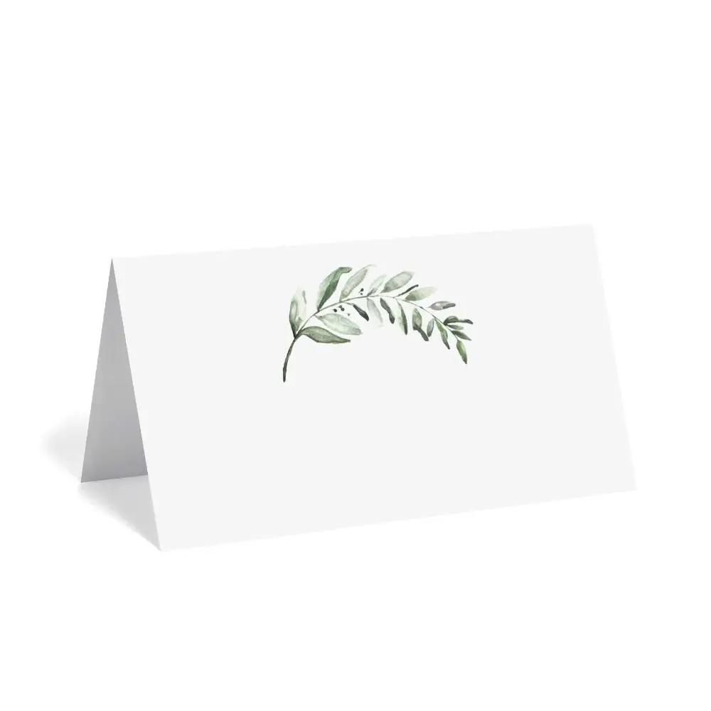 10pcs Simplicity Green Leaf Table Place Cards Folded Cards Blank Printing Gift Cards Paper Tented Name Card Weddings