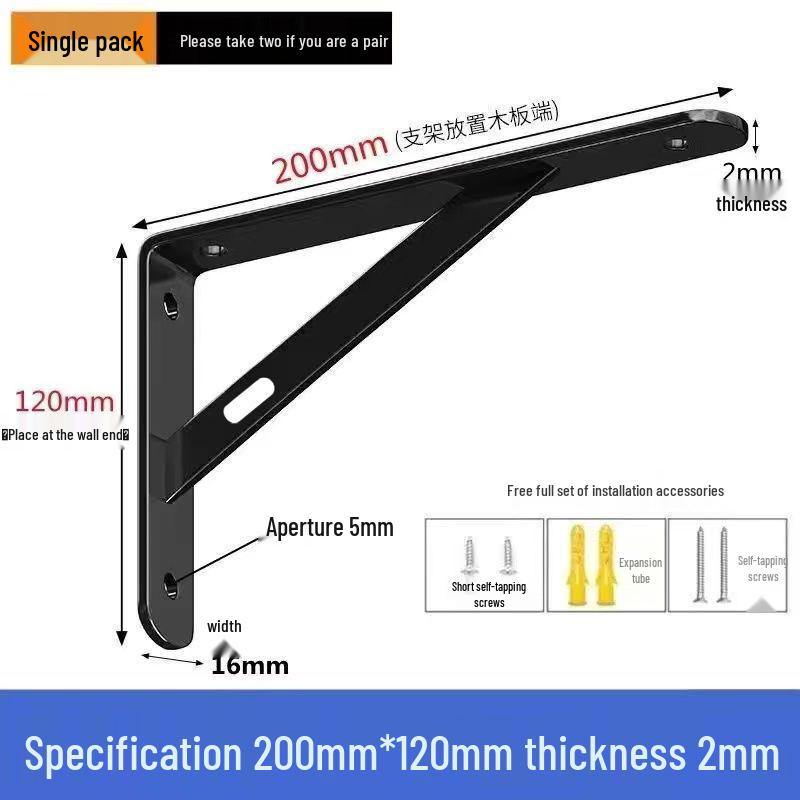 Wall-mounted Triangle Iron Bracket: Right Angle Shelf Support and Load-bearing Storage
