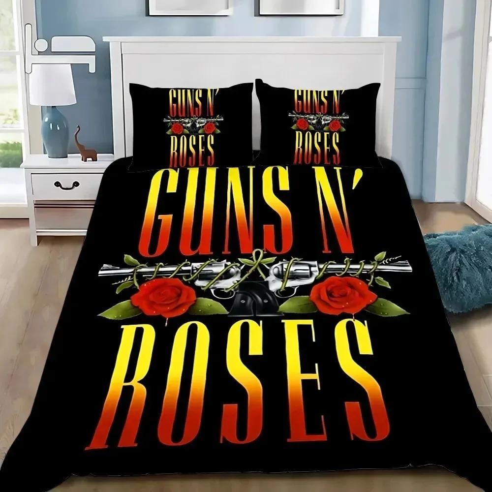 2/3 stuks Rock Band G-Guns N R-Roses beddengoedset, dekbedovertrek en kussenslopen, woonkamer slaapkamer decoratie, cadeau voor jongens en meisjes