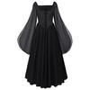 Renaissance Women's Pirate Dress Slit Flared Sleeves Medieval Fairy Costume Vintage Long Gown for Halloween Less