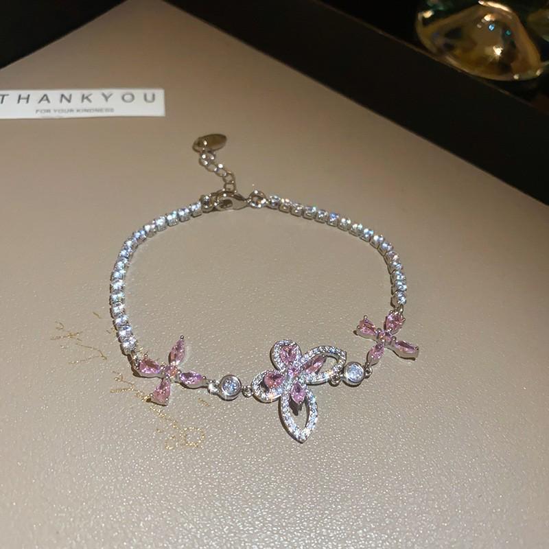 Pulsera coreana ajustable de flor de rombo de circón - Joyería elegante y versátil para mujer