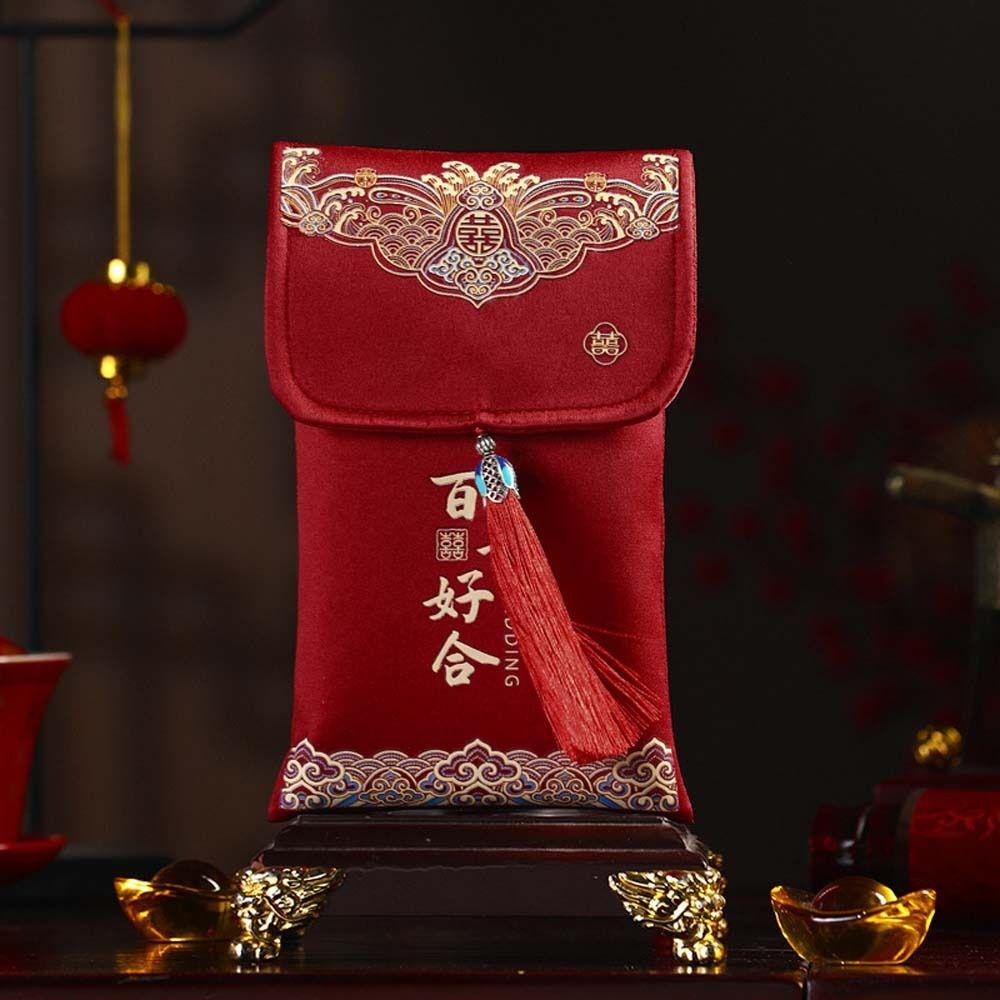 Beste Wünsche 2025 Geldtasche Brokatstoff Quaste Neujahrs-Geldbeutel Partygeschenke