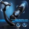 Male Anal Plug Thrusting Vibrator with Penis Ring Butt Plug Sex Toys for Men Prostate Massage Soft Silicone Rechargeable Insert Masturbator Waterproof