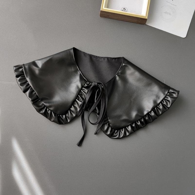 Mode PU Falscher Kragen Damen Mädchen Lolita Puppe Lage Rüschen Falscher Kragen Schulterwickel Abnehmbare Krawatte Bekleidungszubehör