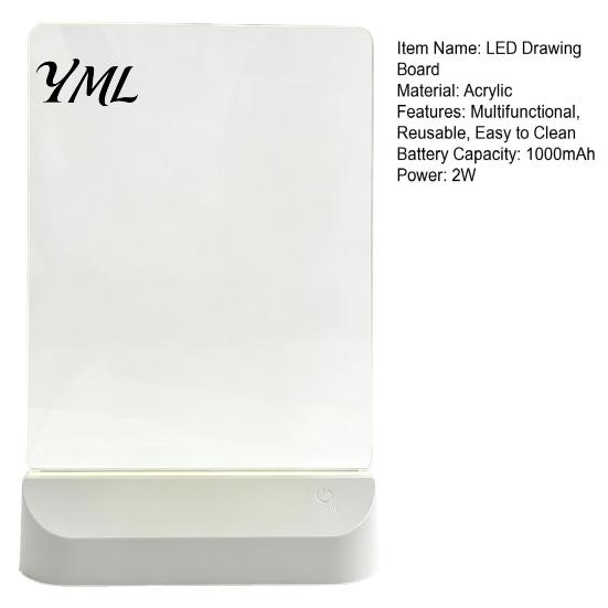Reusable Acrylic Memo Board LED Drawing for Kids, Rechargeable DIY Light Up Tablet with 7 Color Customizable Led Display Pens, Neon Glow Note
