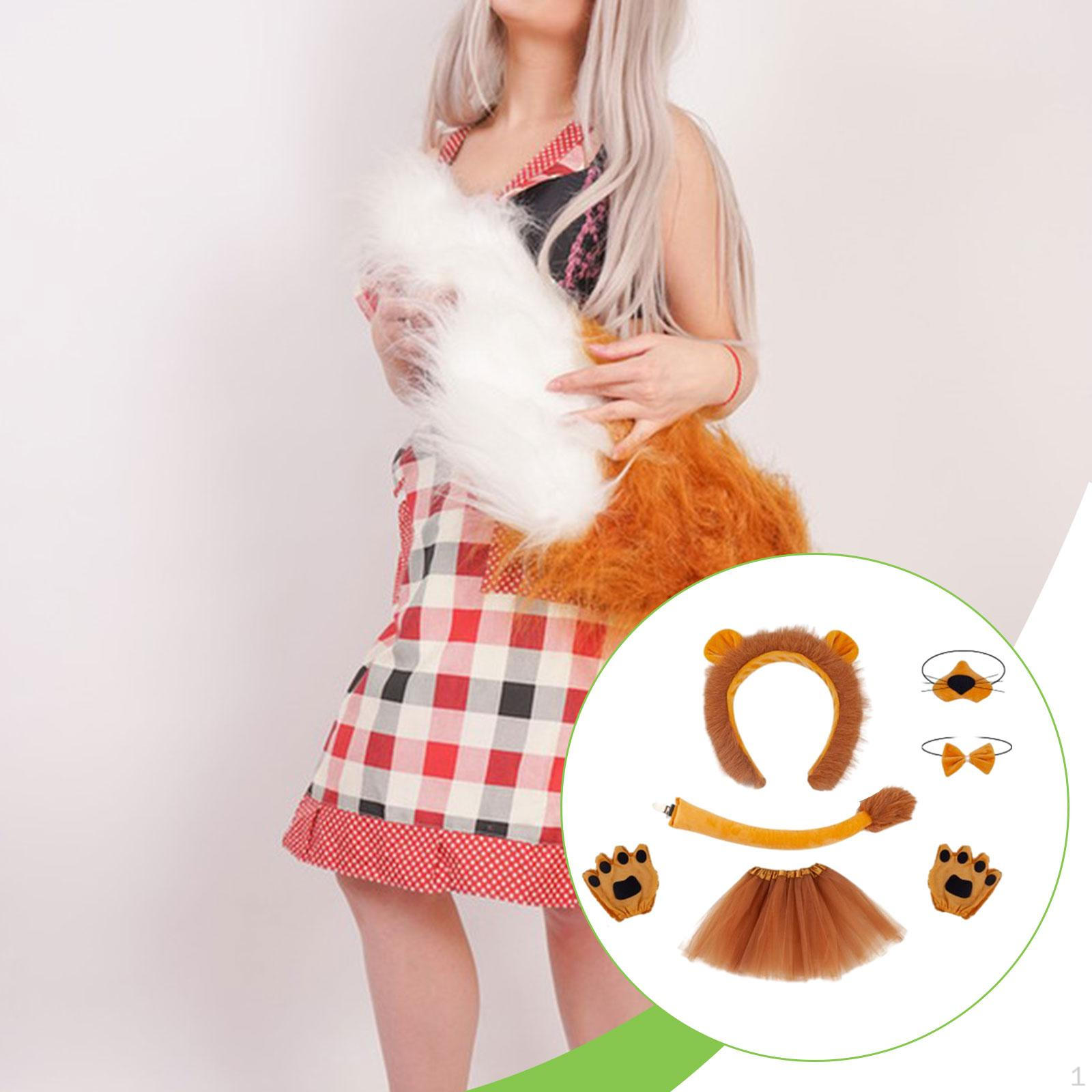 

Girls Lion Costume Accessories Set Comfortable to Wear Bow Tie, Tail and Nose 30cm Fancy Dress