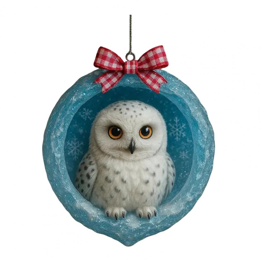 Arctic Animal Christmas Ornaments 2D Acrylic Frosted Cave Hanging Decor With Polar Bear Penguin Xmas Tree Pendant Decoration