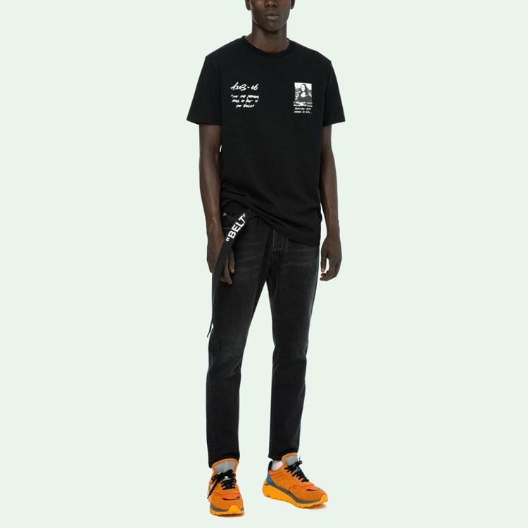 Off-White Mona Lisa Serie SS19 Rundhals Kurzarm T-Shirt Herren Oberteile Schwarz OMAA027S191850051020