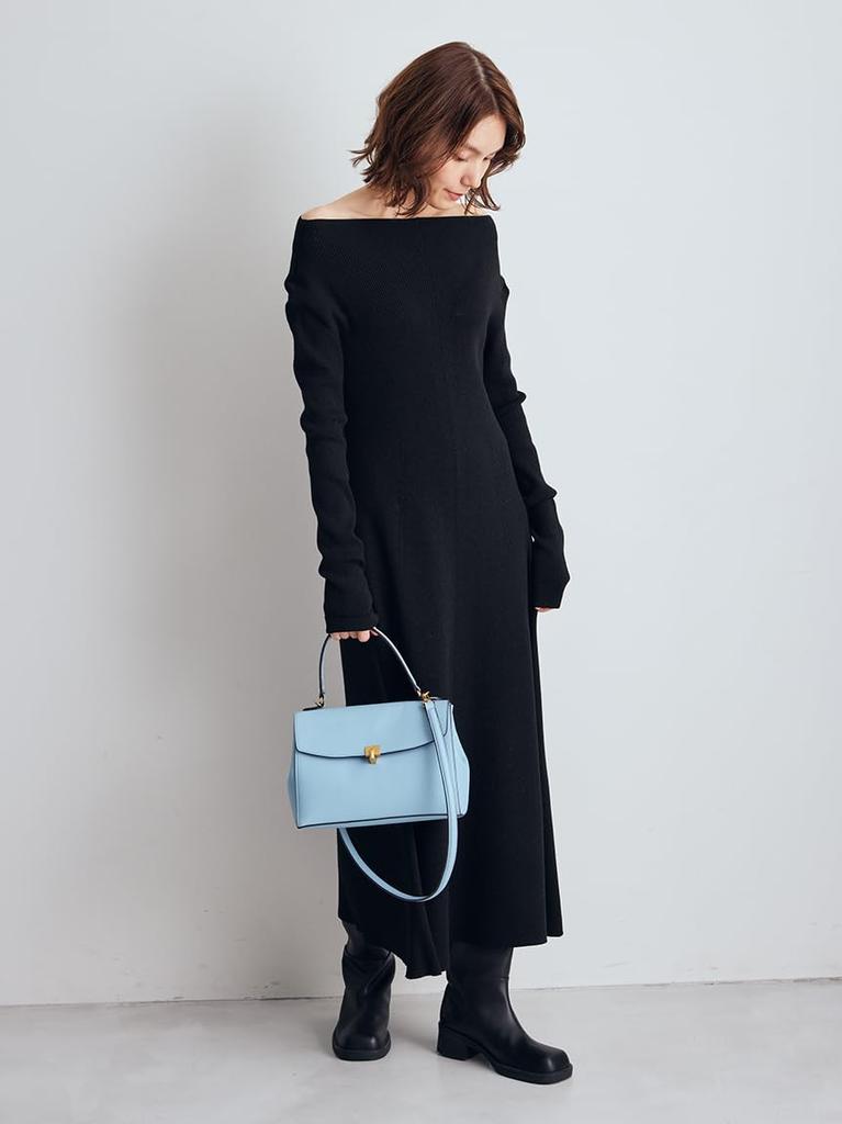 ribbed knit dress 09WNO255112BLK0 Multi-way off-the-shoulder