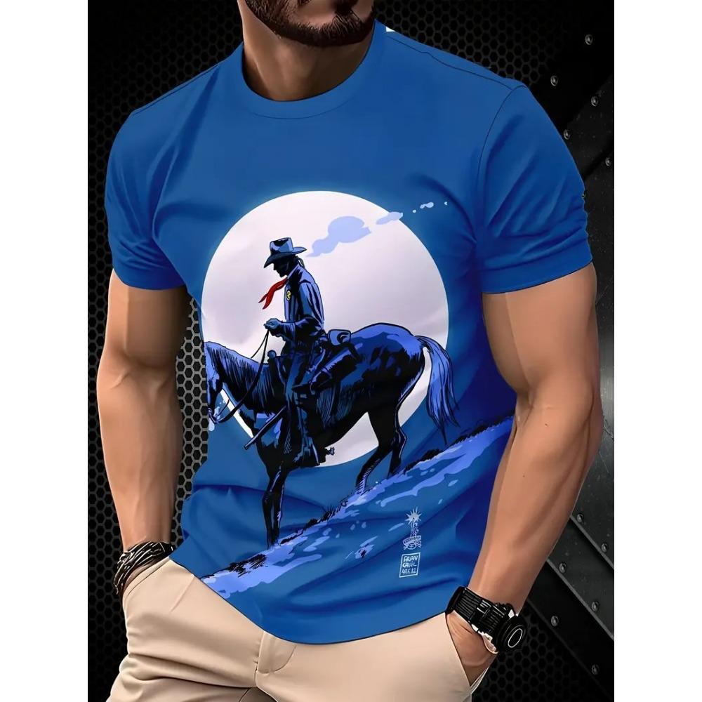 

Повседневный модный тренд Мужская футболка с коротким рукавом и круглым вырезом с 3D-принтом мультяшного узора 6XL