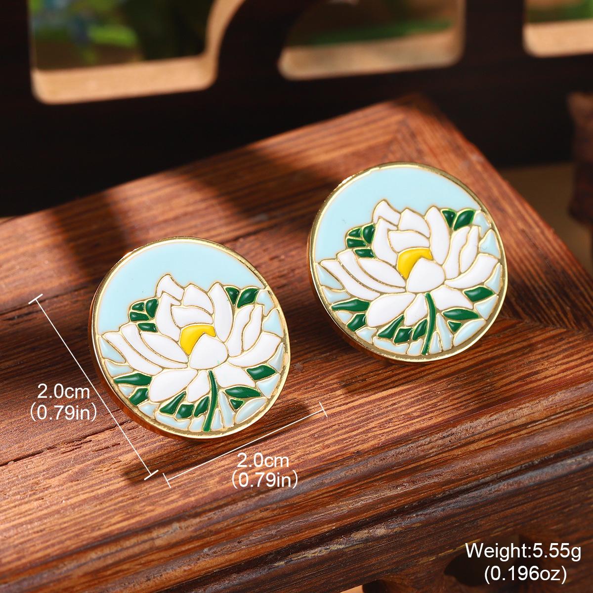 Новые китайские чернильные картины пруд с лотосами лунный свет бахрома стиль масляной живописи серьги цветные капающие масляные серьги имитация халцедона премиум