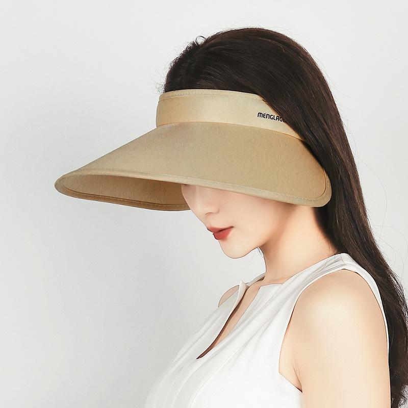 Summer Big Brim Ice Silk Hat Cycling Sun Protection Beach Hat Women's Sunshade Empty Top Hat Outdoor Foldable Cap