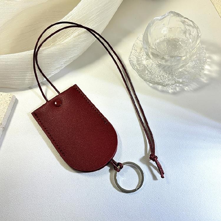 Stylish Leather Glasses Storage Bag Pendant Necklace Keychain Hanging Accessory Elegant Bags with Protective Flap