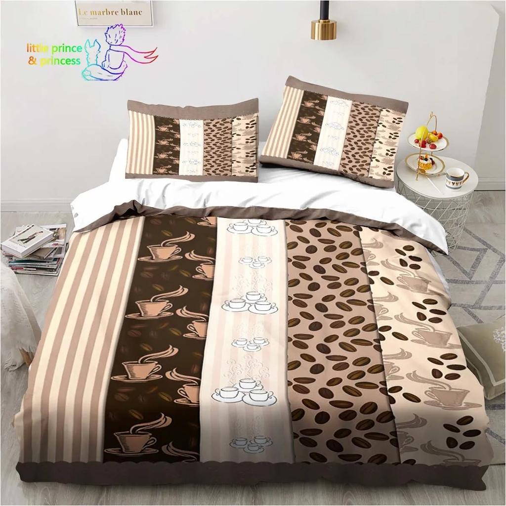 Bettwäsche-Set mit Kaffeemuster, bequemer Bettbezug, Kissenbezug, Kinderzimmerdekoration, Heimtextilien