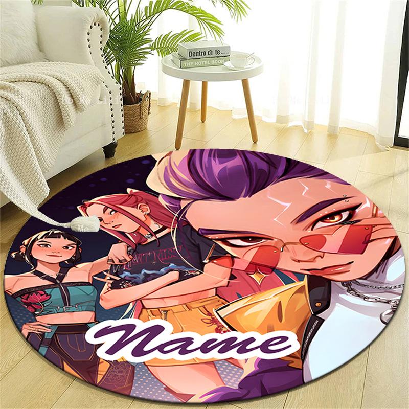 Personalized K-KPop Demon Hunters Round Chair Office Rug - Perfect for Mat, Office Chair & More - Ideal Gift for Birthdays and Holidays