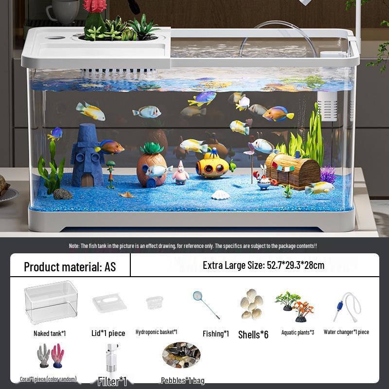 Acuario de Peces Betta de Alta Definición con Filtro y Oxigenador Integrados para Decoración de Sala de Estar