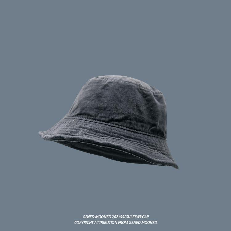 Solid-color, washed black fisherman's hat, unisex sun hat for sun protection