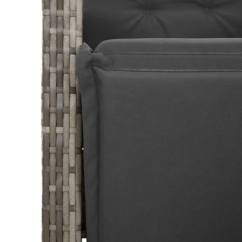9 Piece Garden Dining Set with Cushions Gray Poly Rattan