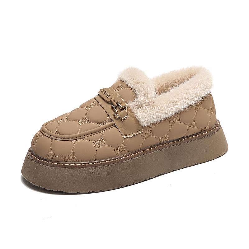Polaire chaud Doudou chaussures en coton pour femmes hiver nouveau mi-haut grandes chaussures de neige en coton grande taille chaussures plates en coton