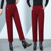 High-Waisted Corduroy Mom Pants with Velvet, Plus Size, for Middle-Aged & Elderly Women, Loose Straight-Leg Cropped Fit
