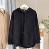 Large Size Women's Spring Hooded Sweatshirt - Slimming Irregular Loose Fit
