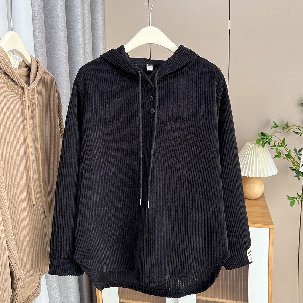 Large Size Women's Spring Hooded Sweatshirt - Slimming Irregular Loose Fit