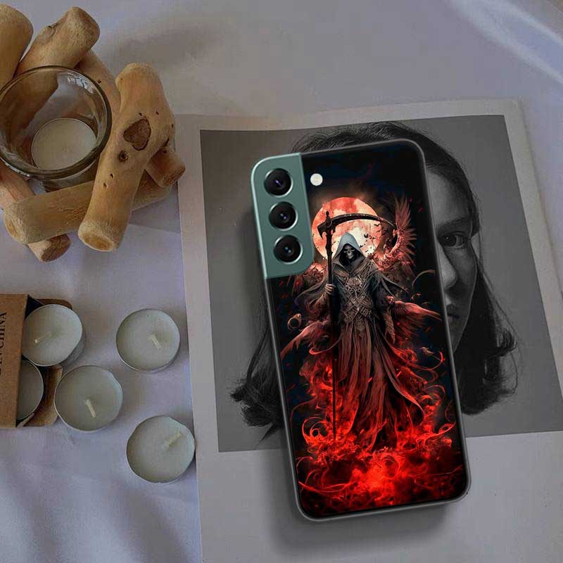 Death Grim Reaper Skull Phone Case For Samsung S25 Edge S24 FE Galaxy S22 Ultra S21 Plus S20 S23 S10 Plus Cover Silicone Soft Co