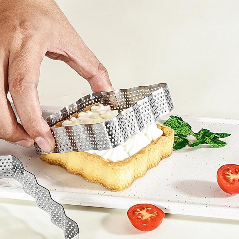 Stainless Steel Square Tartlet Molds Bakeware Mousse Circle Mould Tart Ring Cake Mold Baking French Dessert Fruit Pie Tarte Tool
