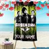 Name Custom Band Green Day Print Beach Towel, Large Soft Quick Dry Towel for Beach Camping Swimming