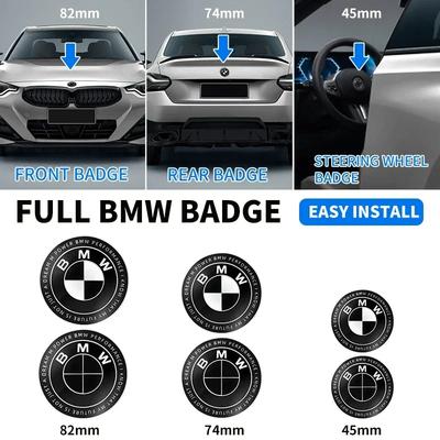 1pcs Black White 45mm 74mm 82mm All Black Car Front Hood Emblem Rear Badge for BMW E32 E43 E52 E53 E63 E64 E93 E94 E87 F10 F20