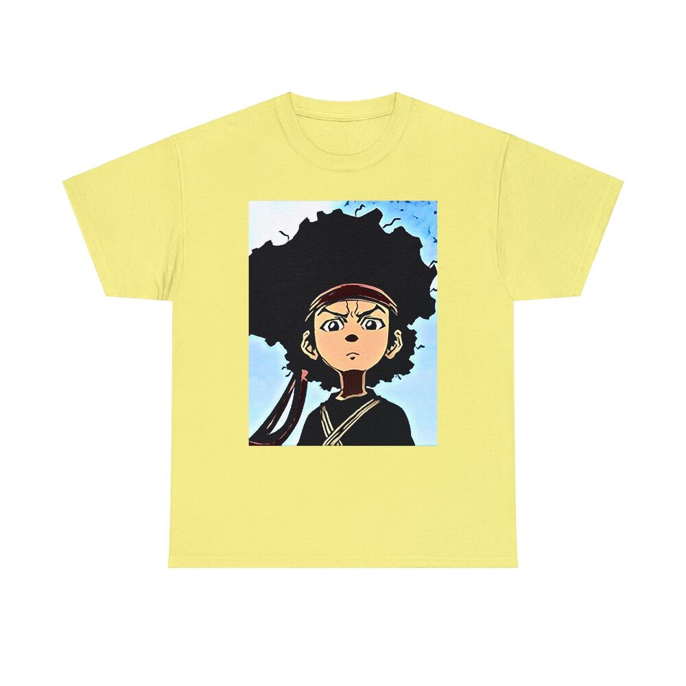 

Huey Freeman The Boondocks Graphic Print Crew Neck SS Unisex Heavy Cotton Tee 3XL
