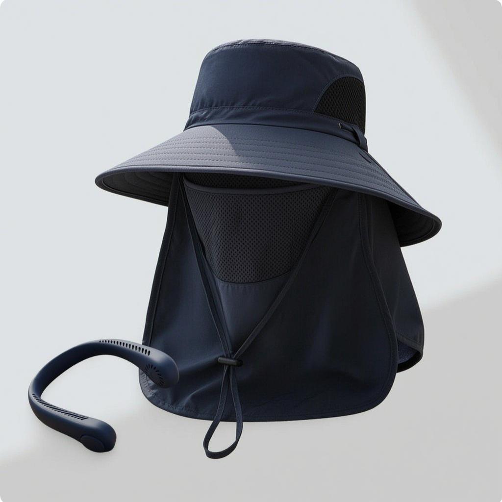 Full Coverage Sun Protection Hat Detachable Flaps with Neck Flap Breathable Mesh Panels