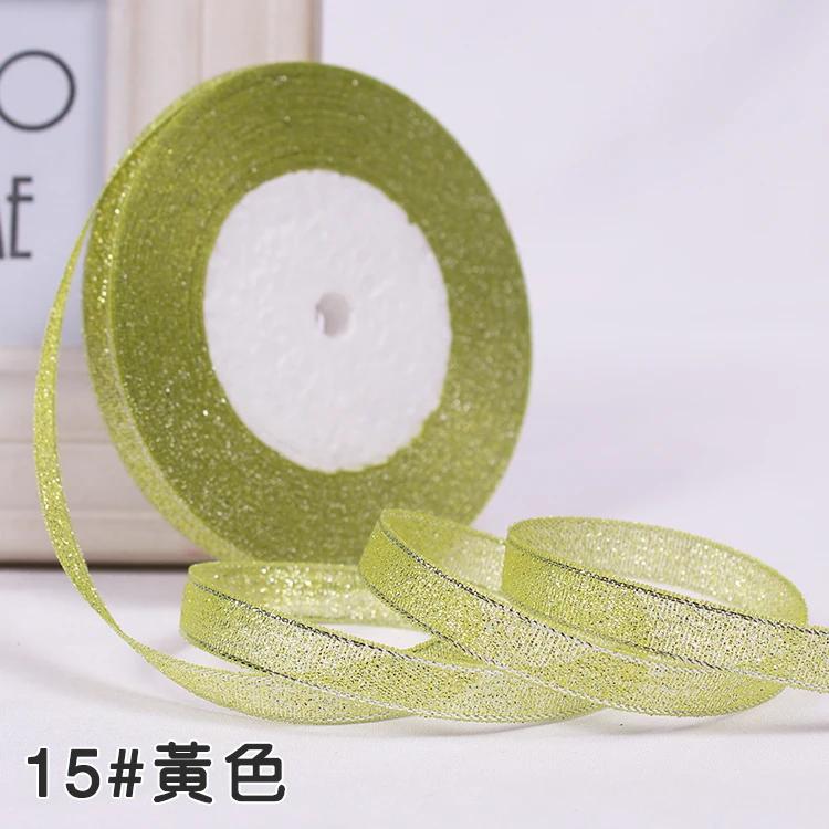 6mm 10mm 15mm 20mm 25mm 40mm 50mm 25 Jardów Złote Srebrne Brokatowe Wstążki Owijanie Prezentów Ślubnych Boże Narodzenie Halloween Impreza DIY Rękodzieło