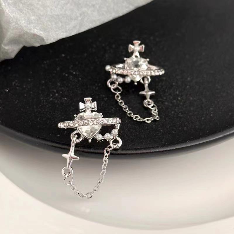 2023 New French Heart & Star Chain Earrings: Chic Versatile Style for Women